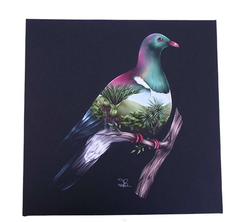Kereru Wood Pigeon Light Up Art Block - ShopNZ