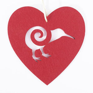 Red Kiwi Koru Felt Christmas Ornament - ShopNZ