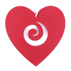 NZ Felt Red Koru Heart Xmas Ornament - ShopNZ