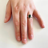 Womens Oval Sterling Silver and Greenstone Ring - ShopNZ