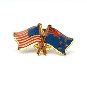NZ and USA Crossed Flags Badge - ShopNZ