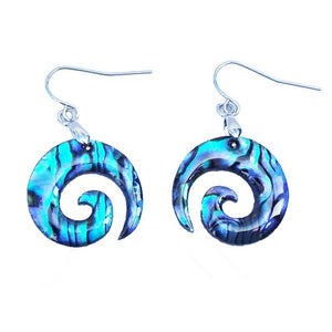 NZ Paua Shell Maori Koru Earrings - ShopNZ