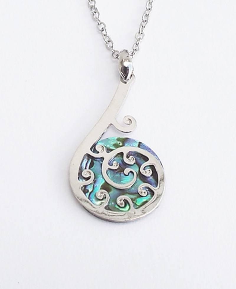 NZ Paua Silver Fern Frond Necklace - ShopNZ