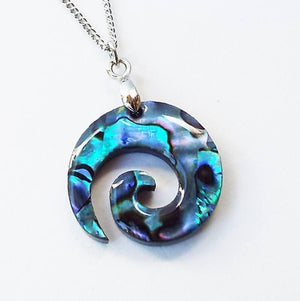 NZ Paua Shell Maori Koru Necklace - ShopNZ