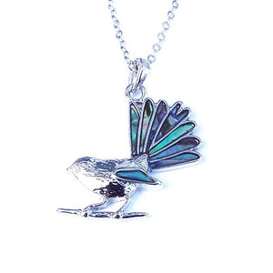 Pretty Paua Silver Fantail Necklace - ShopNZ