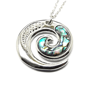 Paua Silver Fern Maori Koru Necklace - ShopNZ