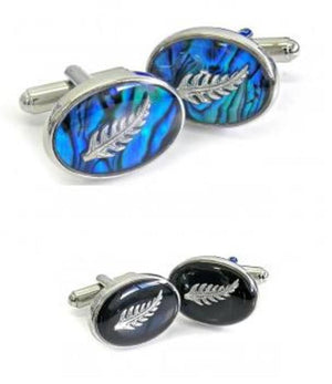 NZ Paua Shell Silver Fern Cufflinks - ShopNZ