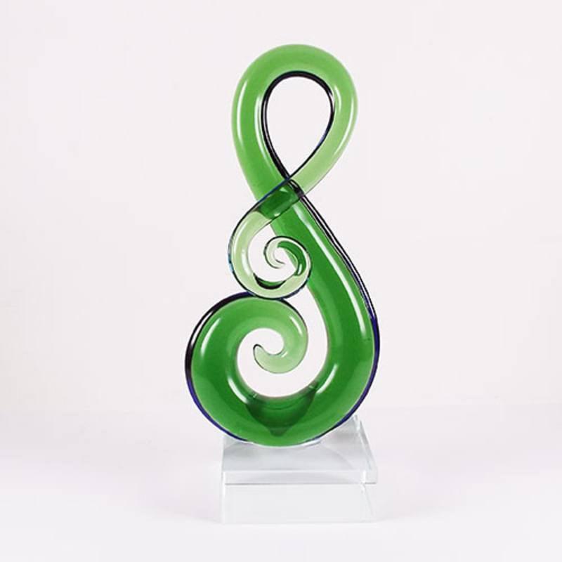 Pretty Green Glass Maori Double Koru Ornament or Trophy - ShopNZ
