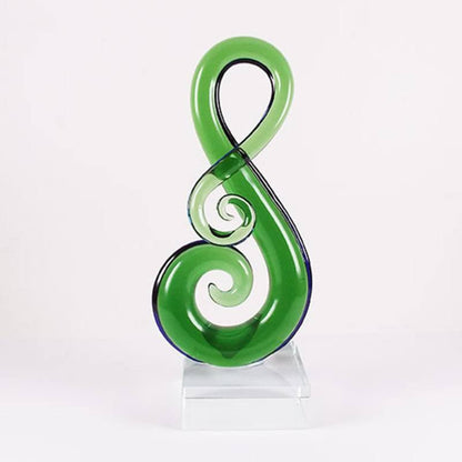 Pretty Green Glass Maori Double Koru Ornament or Trophy - ShopNZ