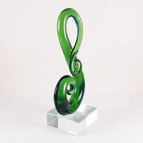 Pretty Green Glass Maori Double Koru Ornament or Trophy - ShopNZ