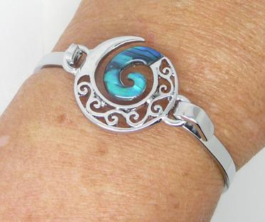 Pretty NZ Paua and Silver Koru Bracelet - ShopNZ