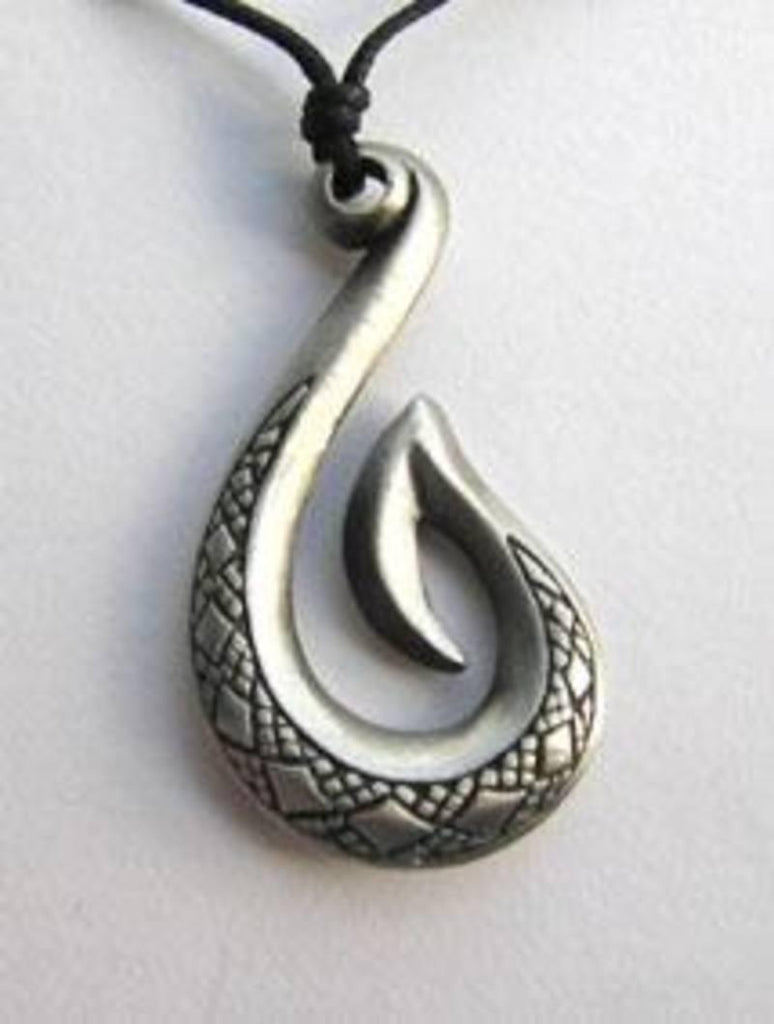 Pewter Maori Carved Hook Pendant - ShopNZ