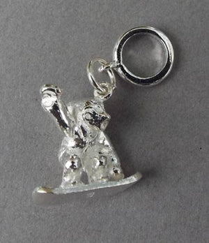 Sterling Silver Snow Boarder Charm - ShopNZ