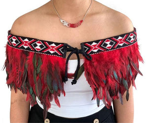 Red Short Ceremonial Korowai - ShopNZ