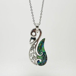 Silver and Paua Shell Manaia Protector Necklace - ShopNZ