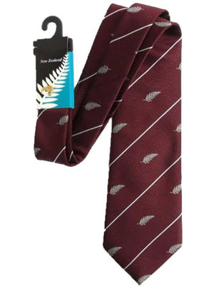 Mens Silver Fern Tie with Kiwi Lapel Badge - ShopNZ