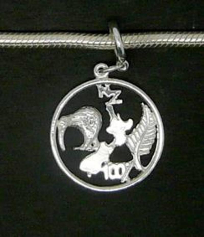 Sterling Silver NZ Icons Kiwi Map Fern Charm - ShopNZ