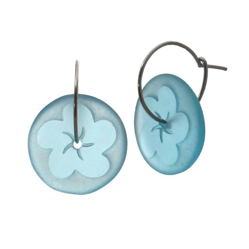 Stone Arrow NZ Blue Glass Frangipani Earrings - ShopNZ