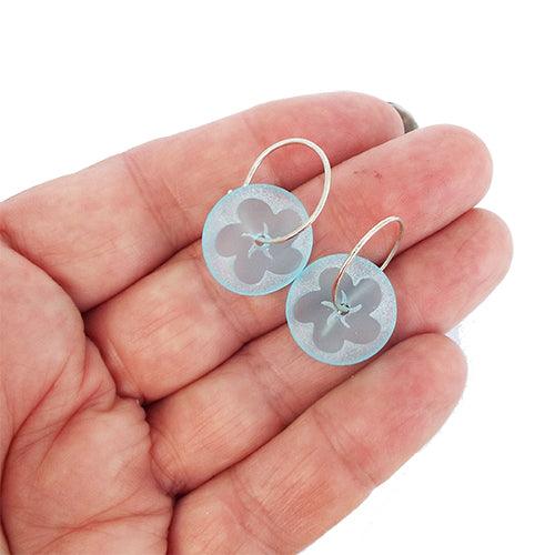 Stone Arrow NZ Blue Glass Frangipani Earrings - ShopNZ