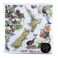NZ Map Birds Flowers Napkins