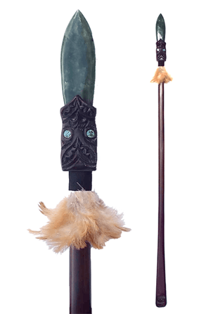 Full Size Maori Taiaha with Greenstone Tongue - ShopNZ