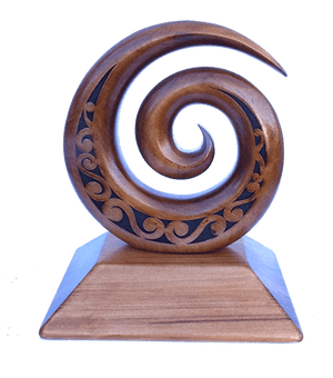 Large Single Koru Wooden Trophy - ShopNZ