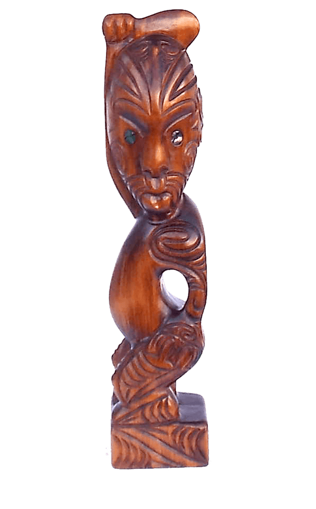 Carved Maori Tekoteko Holding Patu - ShopNZ