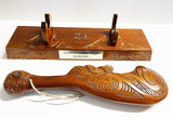 Large 46cm Carved Maori Wahaika Club on Stand - ShopNZ