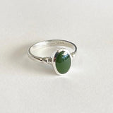 Womens Oval Sterling Silver and Greenstone Ring - ShopNZ